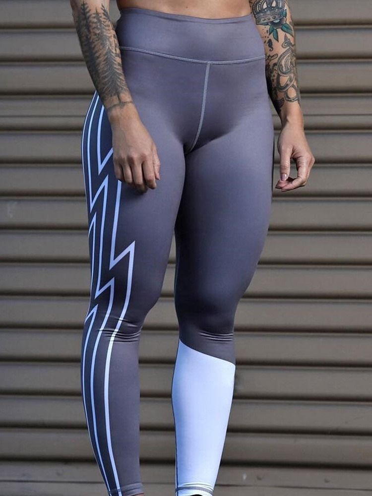 Kvinnors Lapptäcke Color Block Sports High-waist Leggings