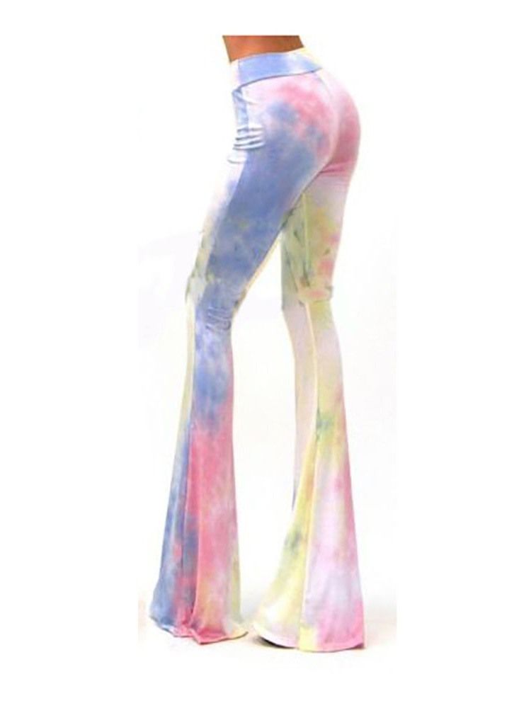 Kvinnors Slim Color Tie-dye Casual Flare Pants