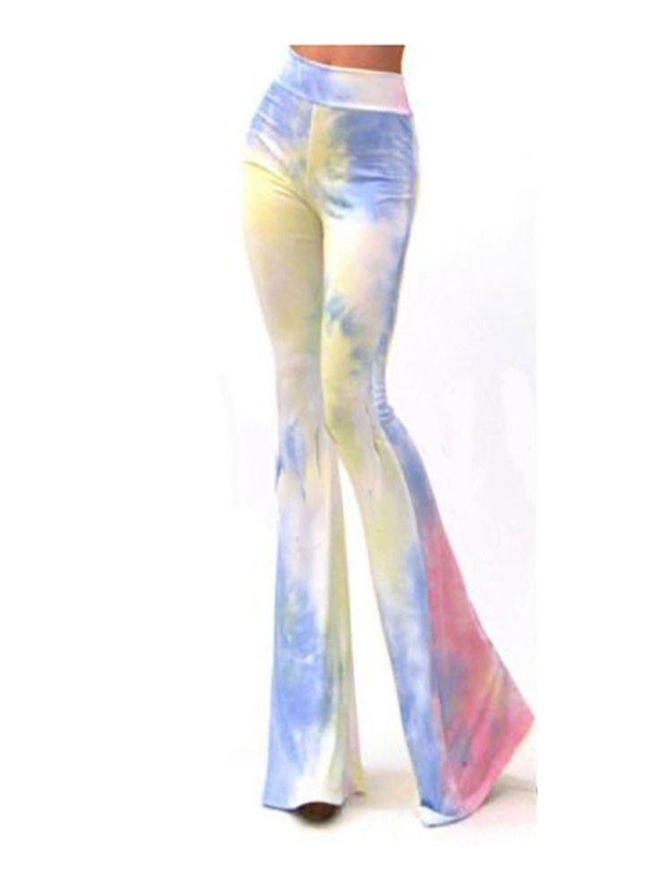 Kvinnors Slim Color Tie-dye Casual Flare Pants