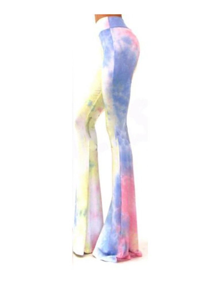 Kvinnors Slim Color Tie-dye Casual Flare Pants