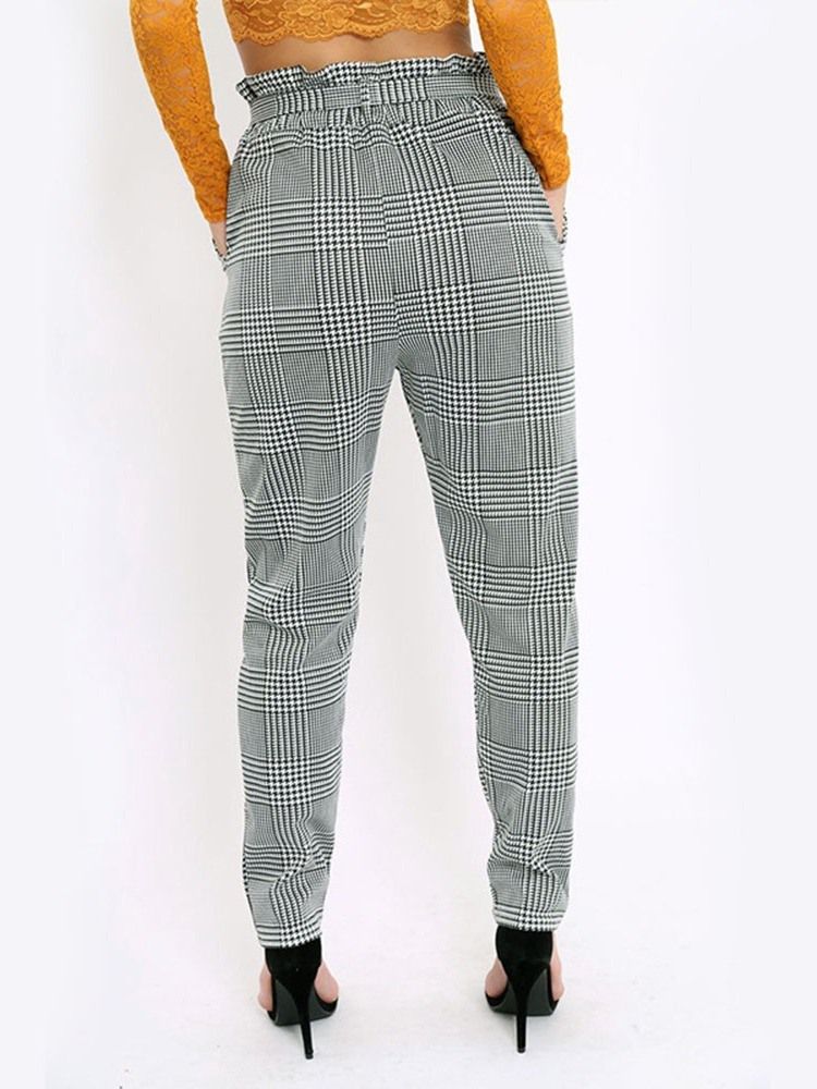 Kvinnors Tryck Slim Houndstooth Ankle Length Harem Pants