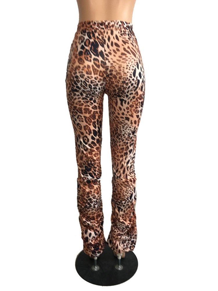 Leopard Slim High Midja Casual Byxor För Kvinnor