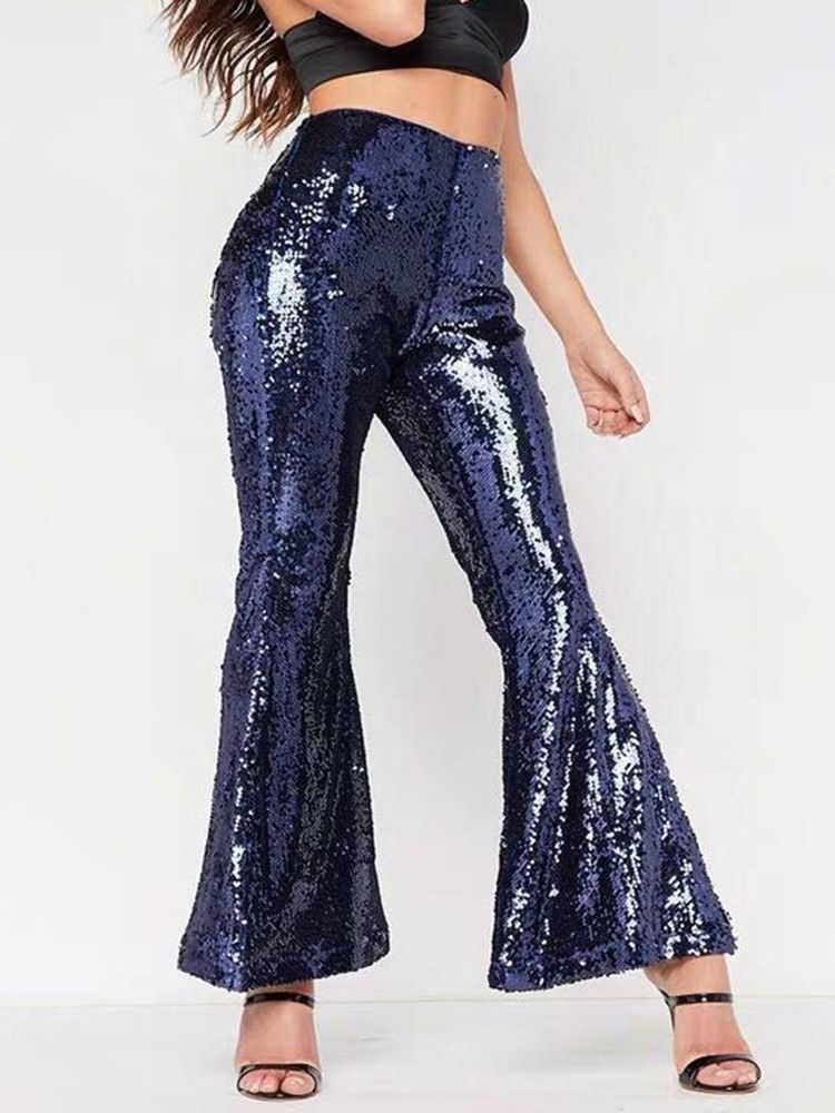 Loose Lurex Bellbottoms Dambyxor I Hel Längd