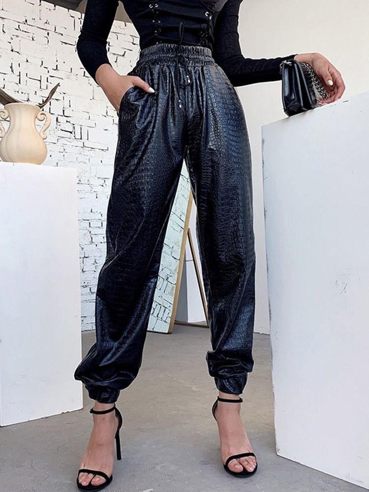 Loose Pleated Serpentine Pencil Pants Ankle Length Women's Casual Pants