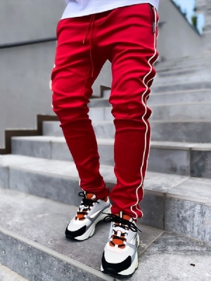 Patchwork Pencil Pants Color Block Snörning Mid Waist Men's Casual Pants