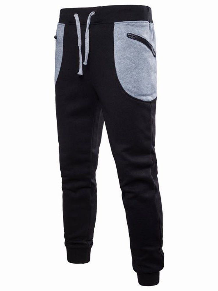 Patchwork Snörning Oelastisk Mens Casual Sports Pencil Pants