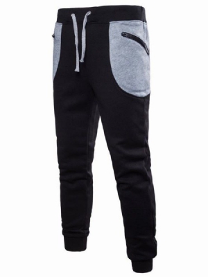 Patchwork Snörning Oelastisk Mens Casual Sports Pencil Pants