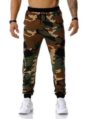 Pencil Pants Camouflage Print Mid Waist Men's Byxor