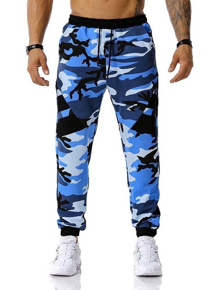 Pencil Pants Camouflage Print Mid Waist Men's Byxor