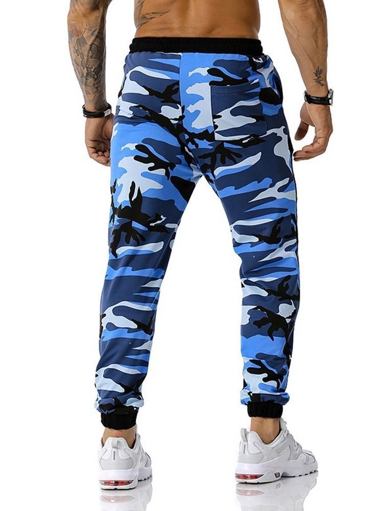 Pencil Pants Camouflage Print Mid Waist Men's Byxor