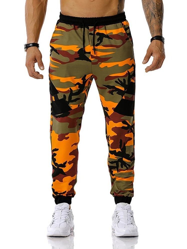 Pencil Pants Camouflage Print Mid Waist Men's Byxor