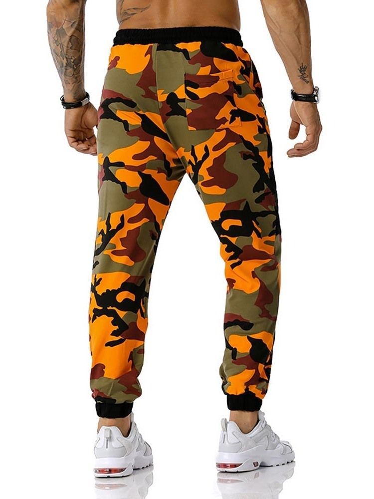 Pencil Pants Camouflage Print Mid Waist Men's Byxor