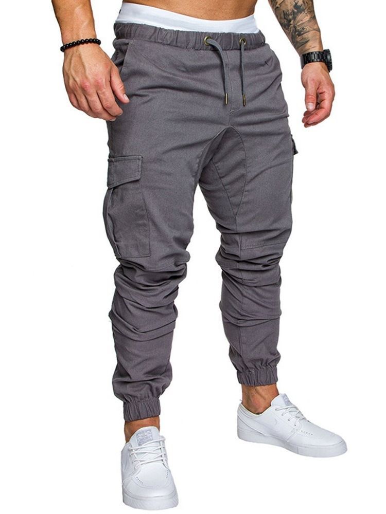 Pencil Pants Lace-up Plain Men's Sports Casual Pants