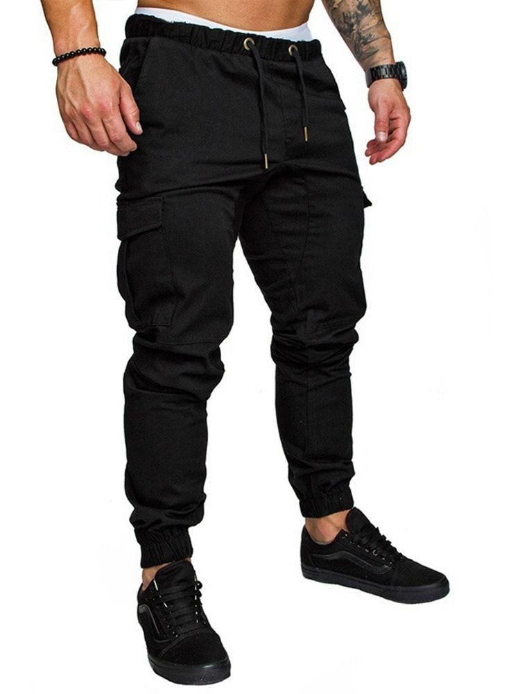 Pencil Pants Lace-up Plain Men's Sports Casual Pants