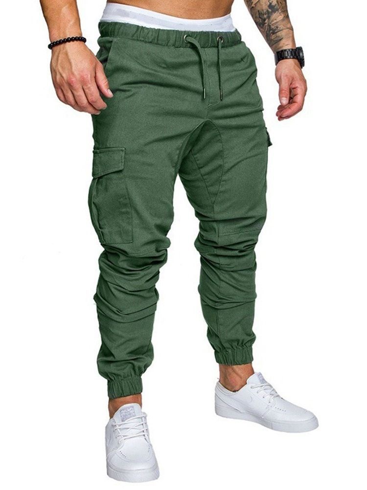 Pencil Pants Lace-up Plain Men's Sports Casual Pants