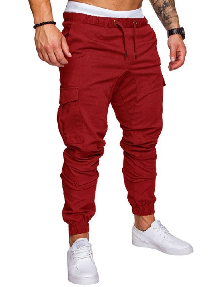 Pencil Pants Lace-up Plain Men's Sports Casual Pants