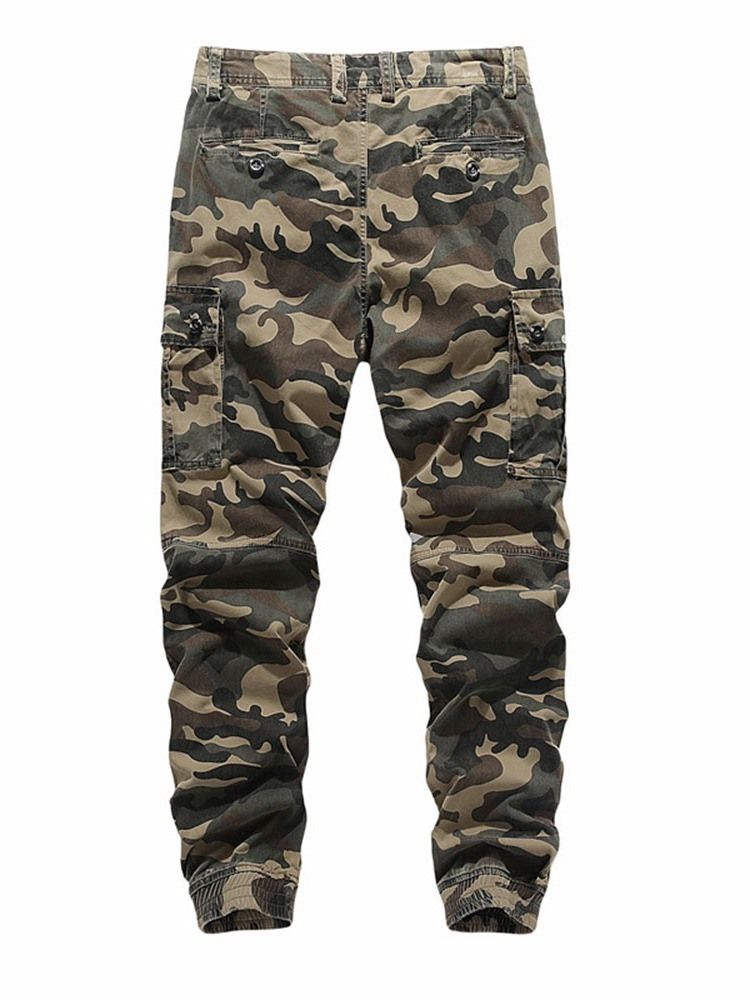 Pencil Pants Pocket Camouflage Mid Waist European Casual Men's Pants