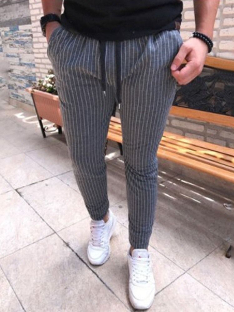 Pencil Pants Stripe Mid Midja Four Seasons Casual Herrbyxor