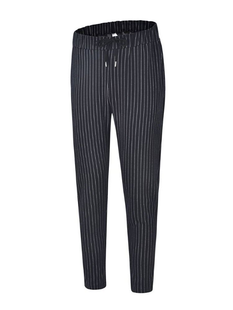 Pencil Pants Stripe Mid Midja Four Seasons Casual Herrbyxor