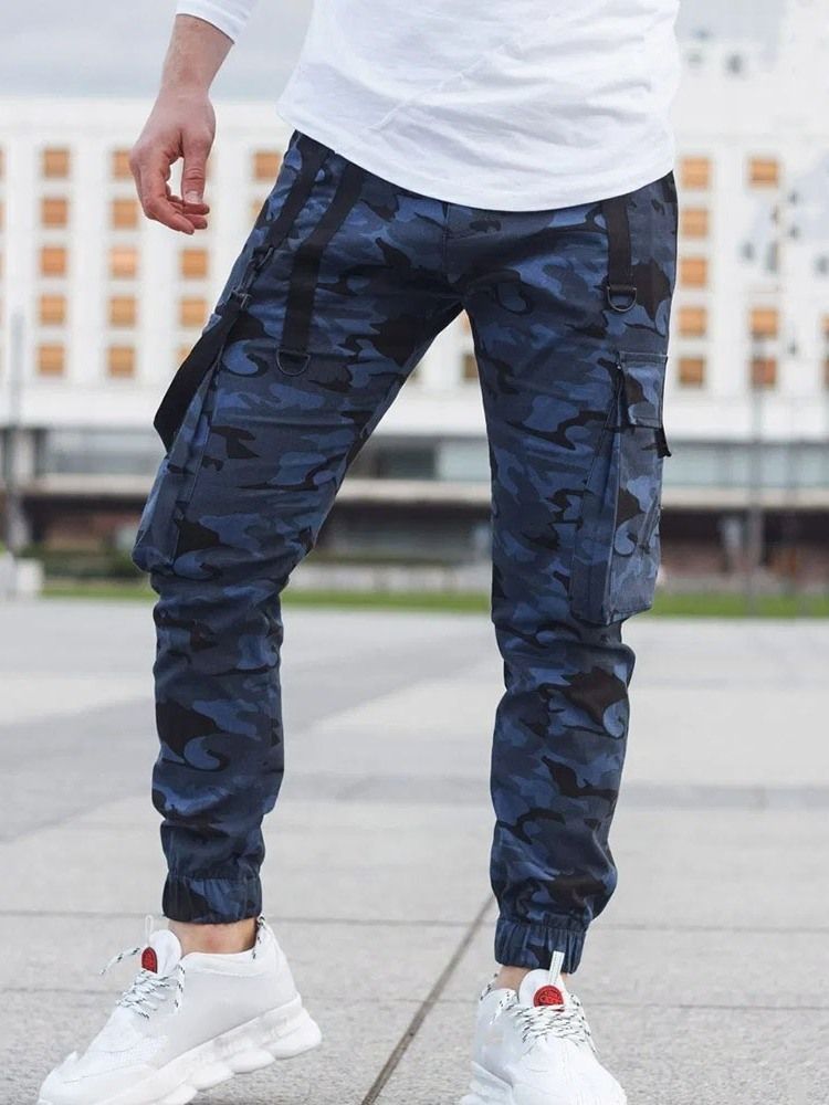 Pennbyxor För Män Camouflage Pocket Mid Midja Casual Casual Byxor