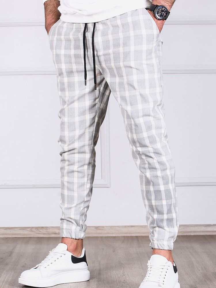 Plaid Pencil Pants Pocket Men's Casual Pants