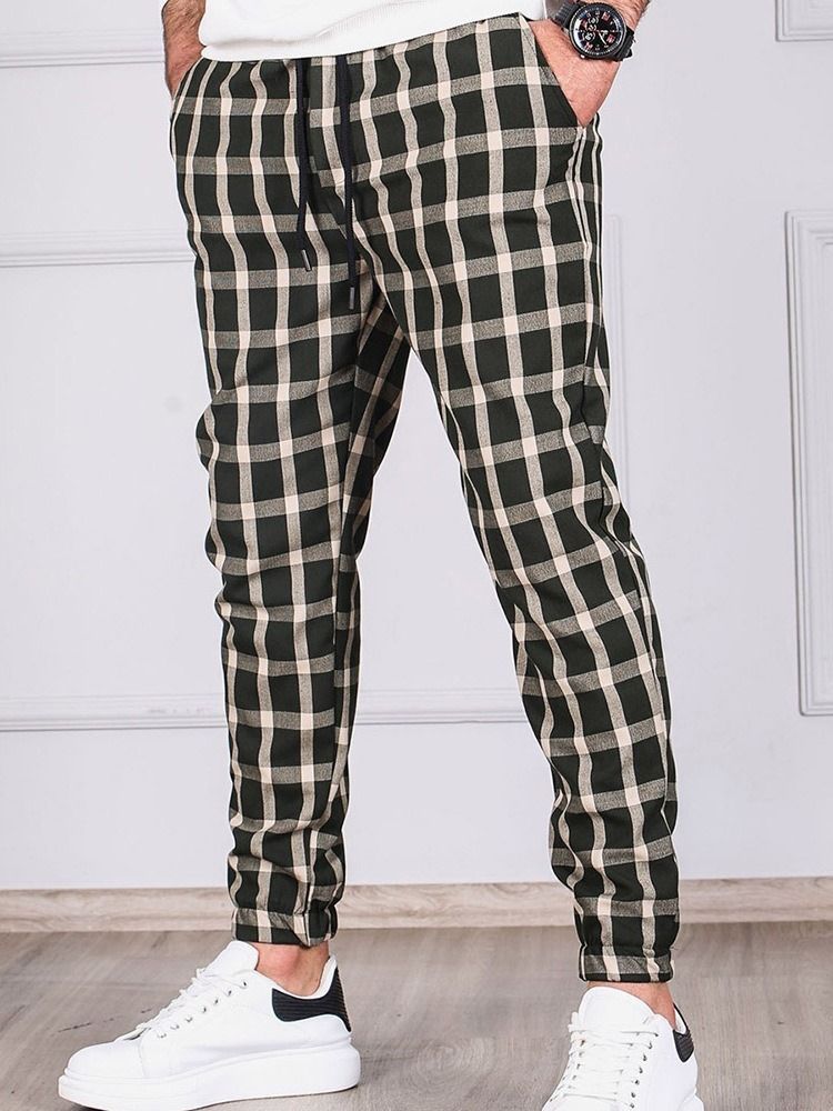 Plaid Pencil Pants Pocket Men's Casual Pants