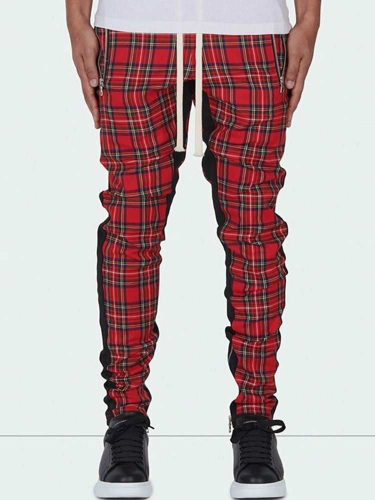 Plaid Zipper Hip Hop Snörning För Herrar