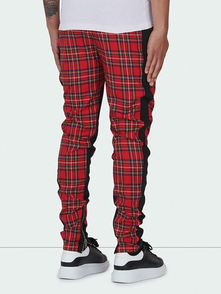 Plaid Zipper Hip Hop Snörning För Herrar