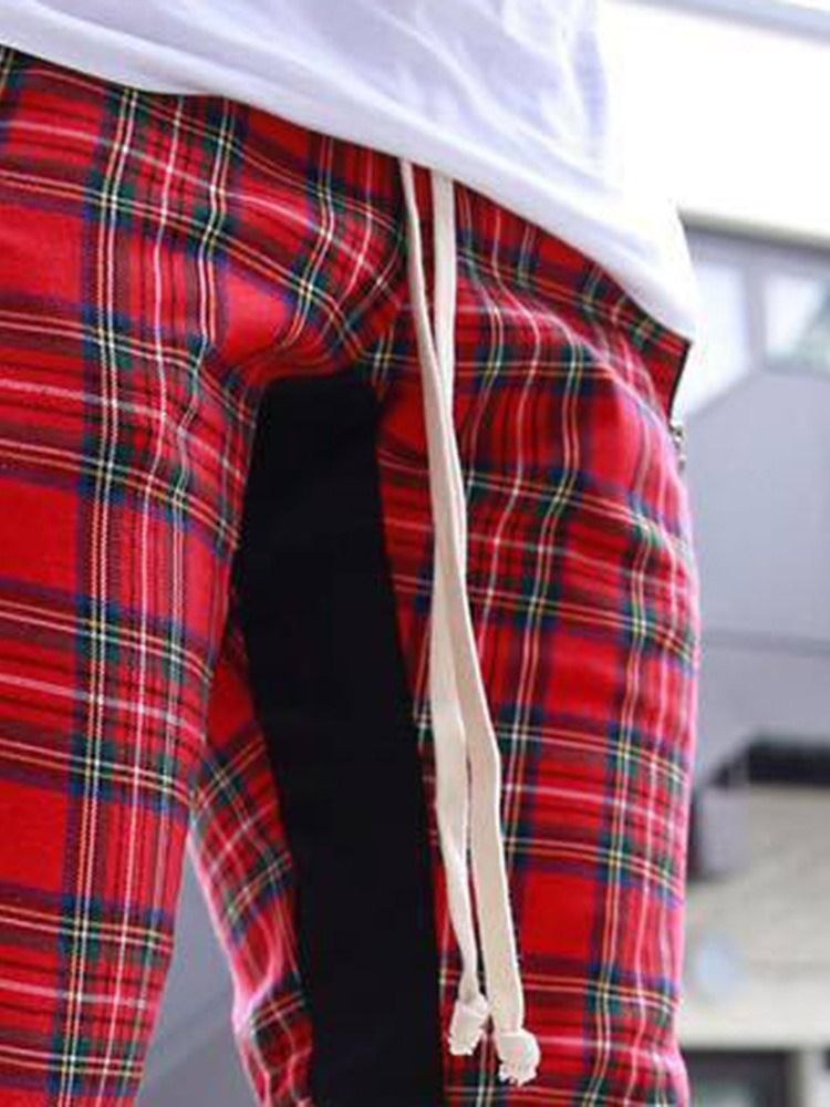 Plaid Zipper Hip Hop Snörning För Herrar