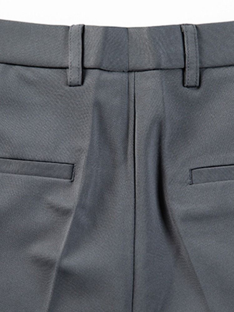 Plain Button Straight Zipper Herrbyxor