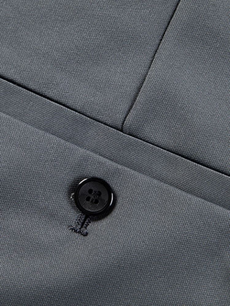 Plain Button Straight Zipper Herrbyxor