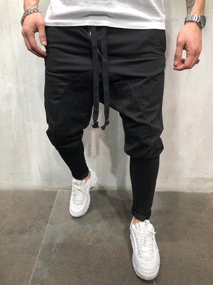 Plain Lace-up Mens Casual Baggy Pants