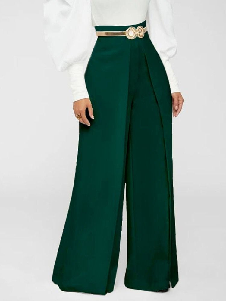 Plain Loose Mid Waist Full Length Dambyxor