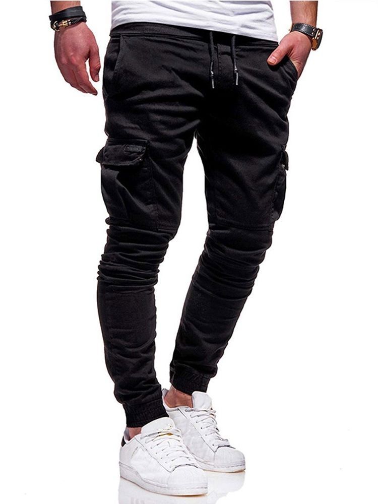 Plain Mid Waist Men's Casual Byxor