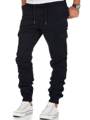 Plain Pencil Pants Lace-up Lace-up Men's Casual Pants