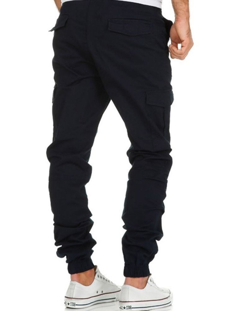 Plain Pencil Pants Lace-up Lace-up Men's Casual Pants