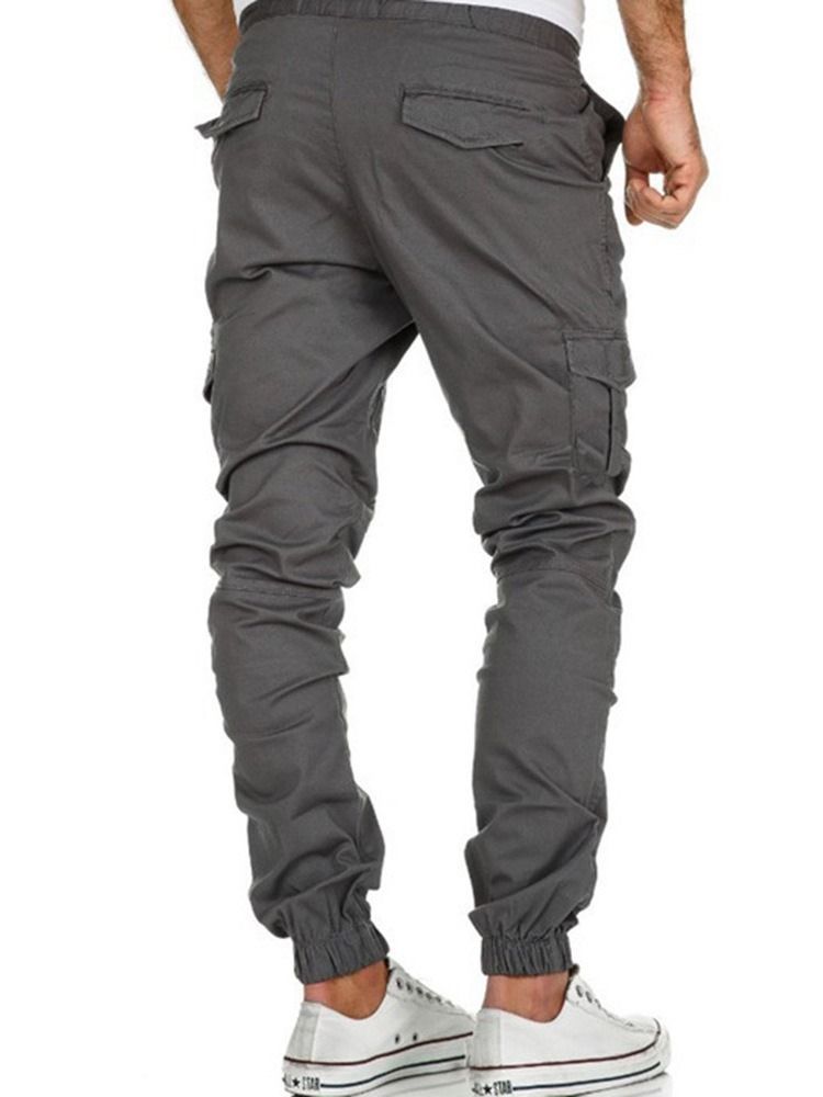 Plain Pencil Pants Lace-up Lace-up Men's Casual Pants