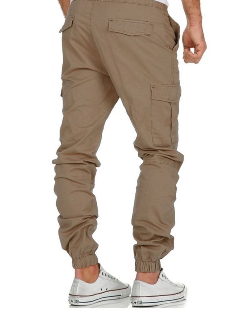 Plain Pencil Pants Lace-up Lace-up Men's Casual Pants