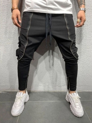 Plain Zipper Baggy Lace-up Men's Casual Pants