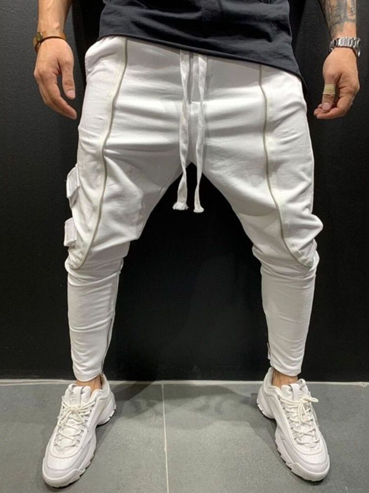 Plain Zipper Baggy Lace-up Men's Casual Pants