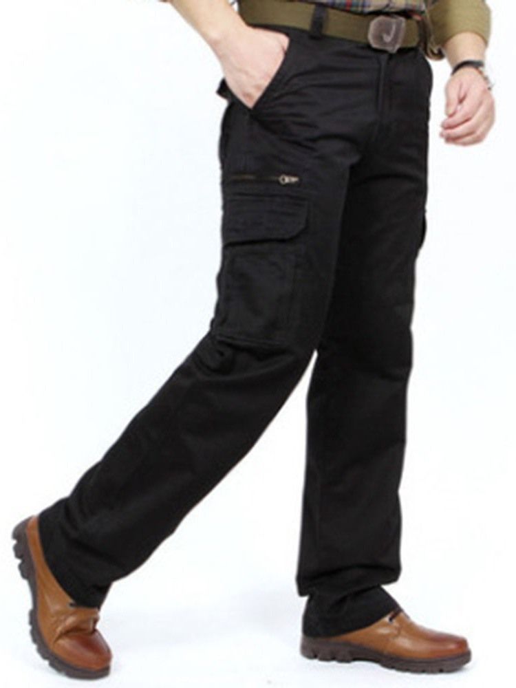 Plain Zipper European Men's Casual Pants