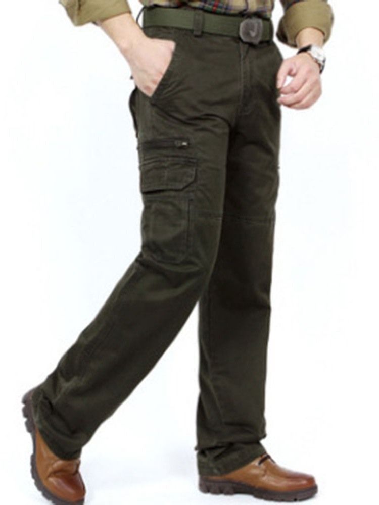 Plain Zipper European Men's Casual Pants