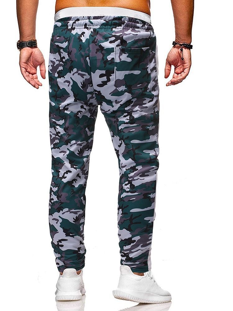 Pocket Camouflage Snörning För Män Casual Byxor