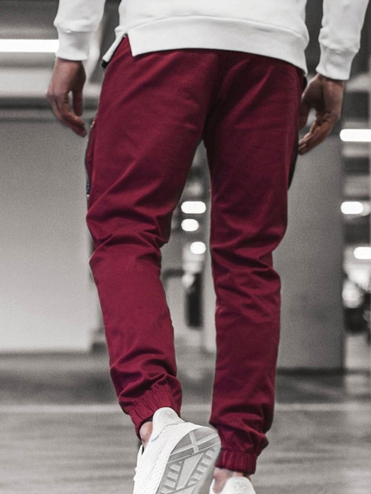 Pocket Pencil Pants Plain Men's Casual Pants