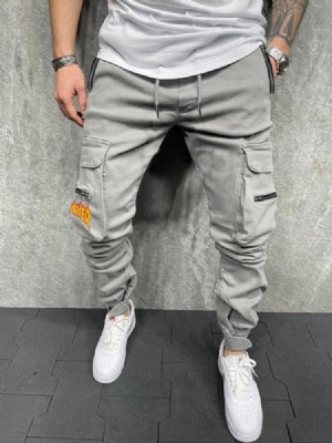 Pocket Plain Mid Waist Men's Pencil Pants