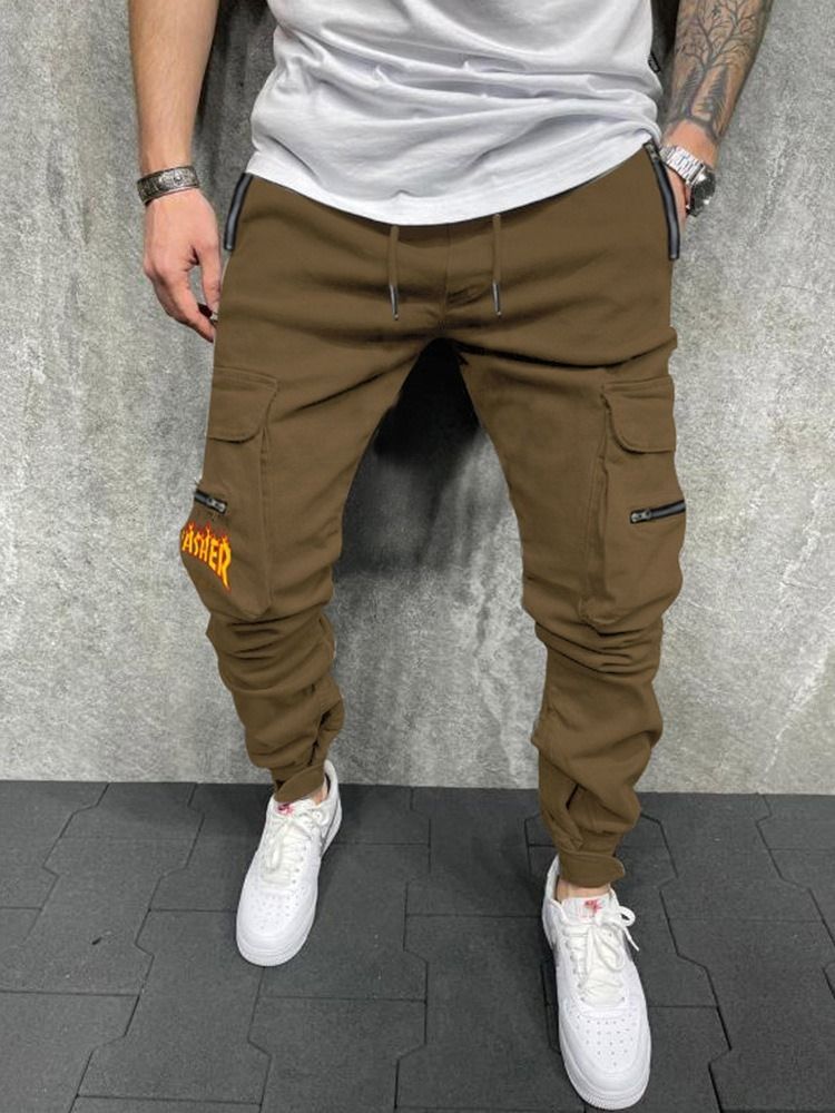 Pocket Plain Mid Waist Men's Pencil Pants