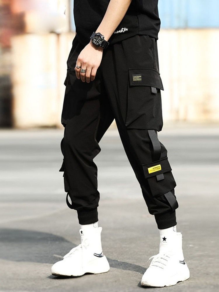 Pocket Thin Lace-up Mens Casual Pencil Pants