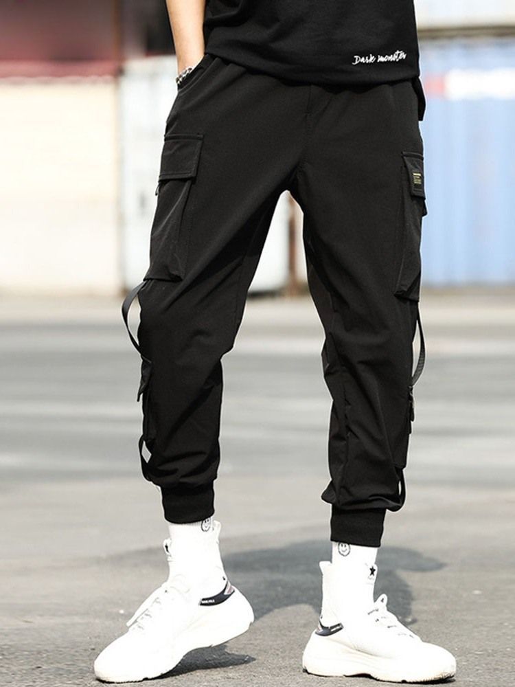 Pocket Thin Lace-up Mens Casual Pencil Pants