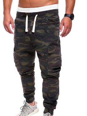 Print Camouflage Straight Mid Waist Men's Byxor