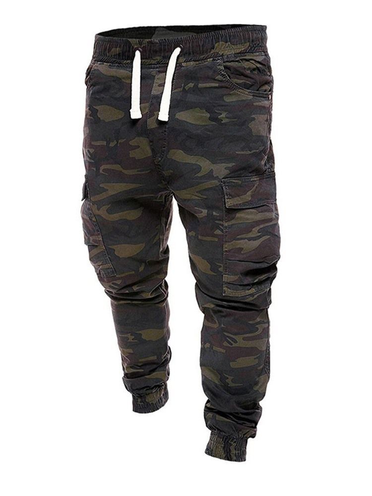 Print Camouflage Straight Mid Waist Men's Byxor